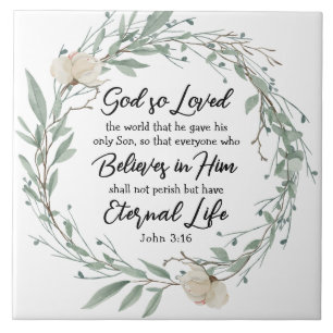 Johannes 3:16 God had de wereld zo lief, Bijbelver Tegeltje