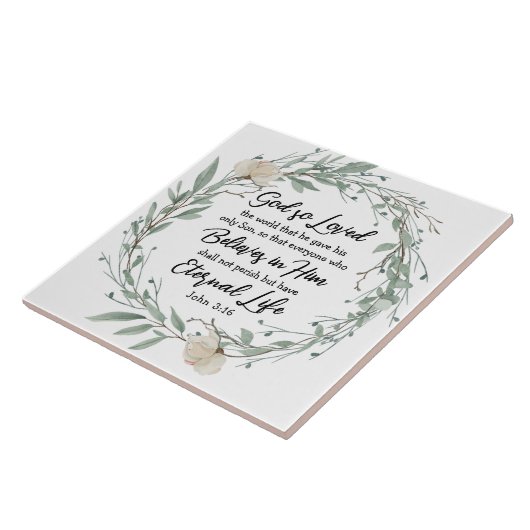 Johannes 3:16 God had de wereld zo lief, Bijbelver Tegeltje (Zijkant)