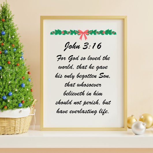 Johannes 3:16 God heeft de kerstkrans zo liefgehad Poster