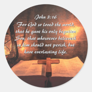 Johannes 3:16 God heeft de wereld zo liefgehad, la Ronde Sticker
