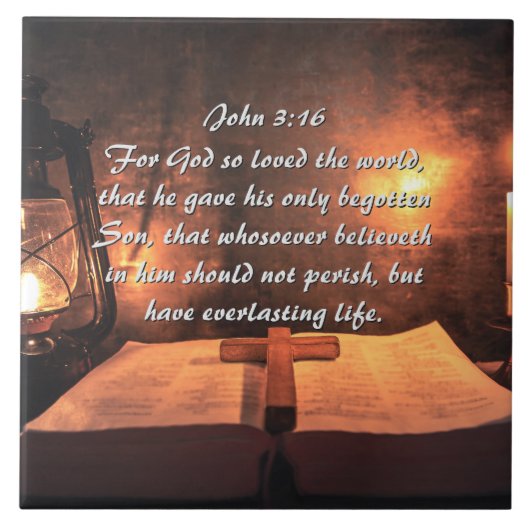 Johannes 3:16 God heeft de wereld zo liefgehad, la Tegeltje (Voorkant)