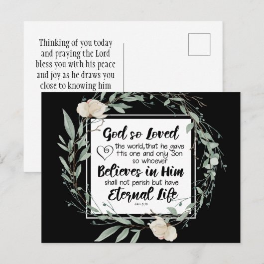 Johannes 3:16 God heeft het Bijbelvers zo liefgeha Briefkaart (Voorkant / Achterkant)