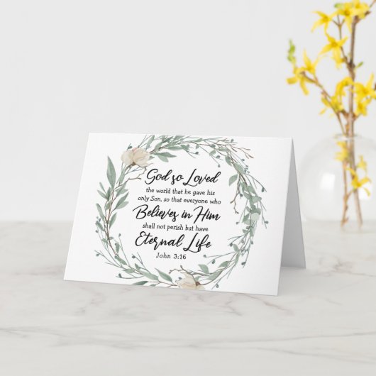 Johannes 3:16 God heeft het Bijbelvers zo liefgeha Kaart (Gele Bloem)