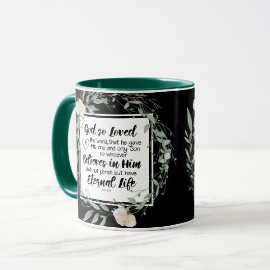 Johannes 3:16 God heeft het Bijbelvers zo liefgeha Mok (Voorkant links)