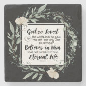 Johannes 3:16 God heeft het Bijbelvers zo liefgeha Stenen Onderzetter (Voorkant)