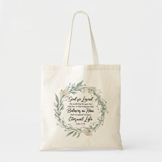 Johannes 3:16 God heeft het Bijbelvers zo liefgeha Tote Bag (Voorkant)