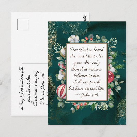 Johannes 3:16 God hield zo van de Wereldbijbel Ker Briefkaart (Voorkant / Achterkant)