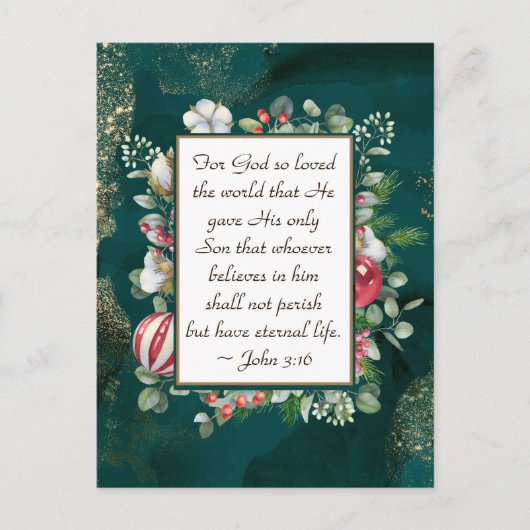 Johannes 3:16 God hield zo van de Wereldbijbel Ker Briefkaart (Voorkant)