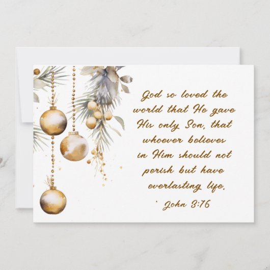 Johannes 3:16 God hield zo van de Wereldbijbel Ker Feestdagenkaart (Voorkant)