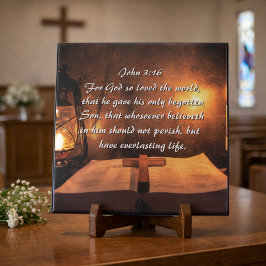 Johannes 3:16 God hield zo veel van de wereld, lan Tegeltje