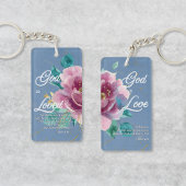 Johannes 3:16 God houdt van roze bloemen Christeli Sleutelhanger