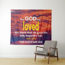 Johannes 3:16 GOD HOUDT ZOVEEL VAN DE WERELD Kerk Wandkleed