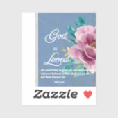 Johannes 3:16 God zo liefdevol Blauwe Bloemen Bijb Sticker (Vel)