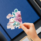 Johannes 3:16 God zo liefdevol roze bloemen bijbel Sticker