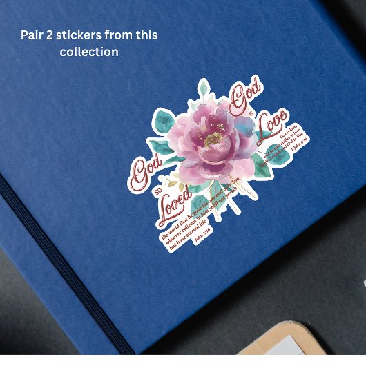 Johannes 3:16 God zo liefdevol roze bloemen bijbel Sticker