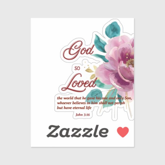 Johannes 3:16 God zo liefdevol roze bloemen bijbel Sticker (Vel)