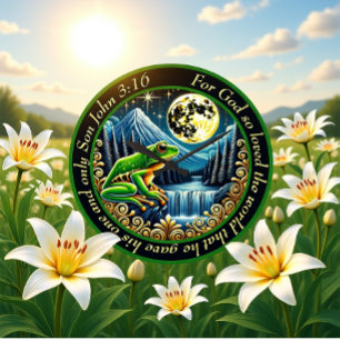 Johannes 3:16 Gouden kikker springt in rustieke pe Grote Klok