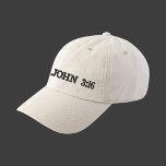 Johannes 3:16 Grace Verzen Wit Borduurwerk Christe Geborduurde Pet<br><div class="desc">Minimalistisch Modern Tekst Wit Geborduurd Zwart Pet met 3 grote genade geschriften KJV Bijbelverzen. Draag uw Christelijke geloofsboodschap. Personaliseer dit eenvoudige ontwerp met uw favoriete bijbelgeschriften die aan de linker- of rechterkant van het pet worden toegevoegd. Pas het aan met de kleur / lettertype van uw keuze. Moderne zwarte belettering...</div>