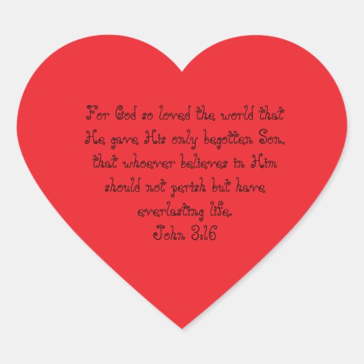 Johannes 3:16 hart sticker (Voorkant)