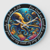 Johannes 3:16 Jezus is Heer Octopus Reef Avontuur Grote Klok (Voorkant)