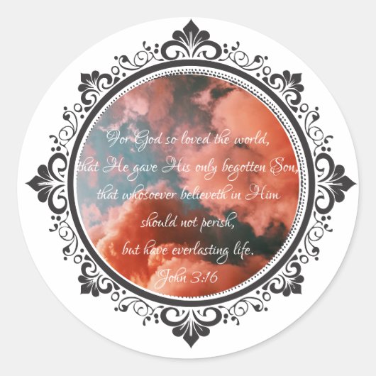 Johannes 3:16 Klassieke ronde Sticker (Voorkant)