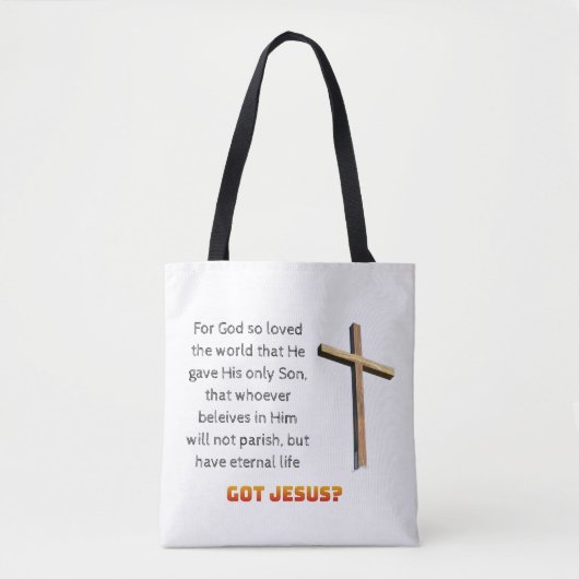 Johannes 3:16 Kruis Tote Bag (Voorkant)