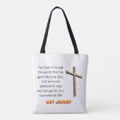 Johannes 3:16 Kruis Tote Bag (Achterkant)