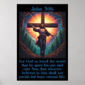 Johannes 3:16 met Jezus aan het kruis Poster (Voorkant)