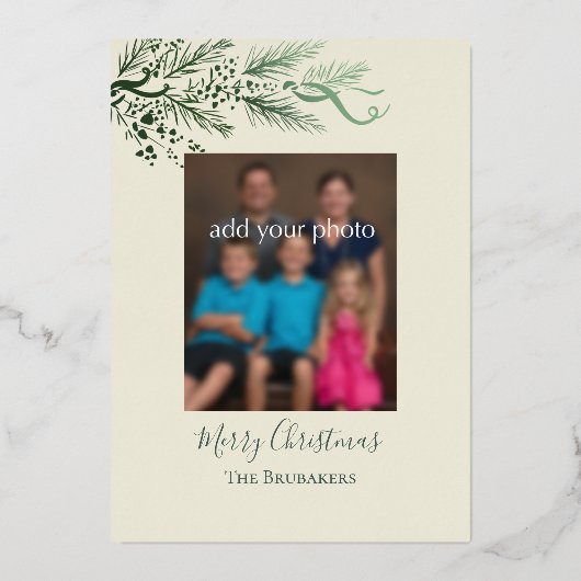 Johannes 3:16 Moderne Pijnboom Foto Christelijk Ke Folie Feestdagenkaart (Achterkant)