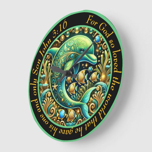 Johannes 3:16 Ocean Harmony Dolfijn Grote Klok (Hoek)