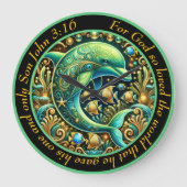 Johannes 3:16 Ocean Harmony Dolfijn Grote Klok (Voorkant)