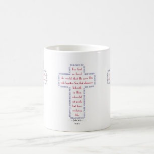Johannes 3:16 Rode, Witte en Blauwe Kruis Koffiemok