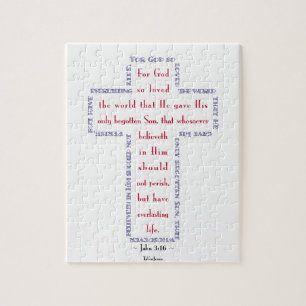 Johannes 3:16 Rode, Witte en Blauwe Kruis Legpuzzel