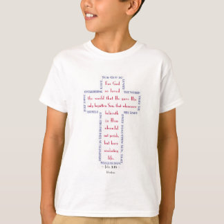 Johannes 3:16 Rode, Witte en Blauwe Kruis T-shirt