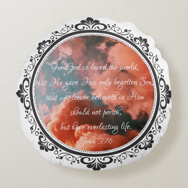 Johannes 3:16 Ronde accentkussen Rond Kussen (Voorkant)
