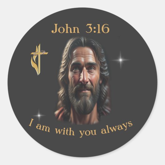Johannes 3:16 ronde sticker (Voorkant)