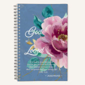 Johannes 3:16 Roze Waterverf Bloemen Christelijk Notitieboek (Voorkant)