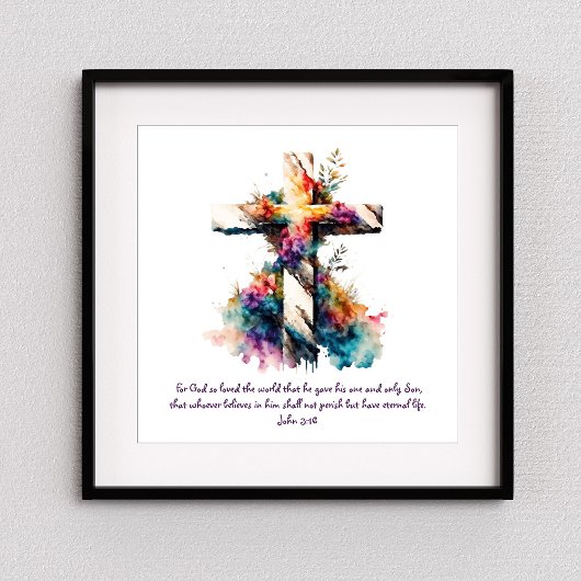 Johannes 3:16 Schrift Cross Christelijke Bijbelver Poster