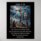 Johannes 3:16 Storm Bliksem Rouende Vrouwen Poster (Voorkant)