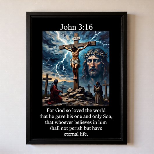 Johannes 3:16 Storm Bliksem Rouende Vrouwen Poster