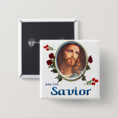 Johannes 3:16 vierkante button 5,1 cm (Voorkant /achterkant)