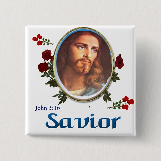 Johannes 3:16 vierkante button 5,1 cm (Voorkant)