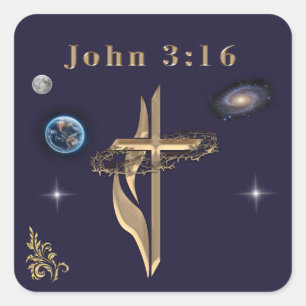 Johannes 3:16 vierkante sticker
