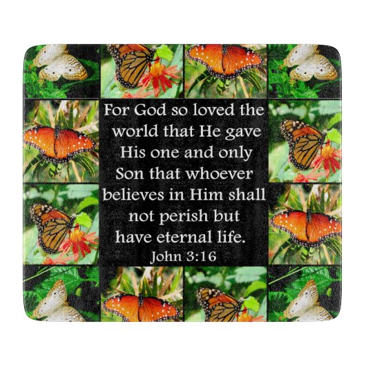 JOHANNES 3:16 VLINDERONTWERP SNIJPLANK (Voorkant)