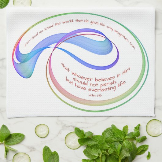 Johannes 3:16 Voor God zo geliefd regenboog Fracta Theedoek (Gevouwen)