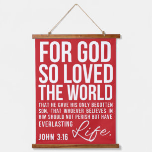 Johannes 3:16 Want God heeft de wereld zo liefgeha Hangend Wandkleed