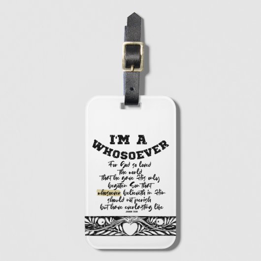 Johannes 3:16 Wie ook Bagagelabel (Voorkant (verticaal))