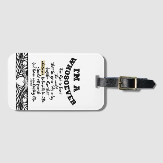 Johannes 3:16 Wie ook Bagagelabel (Voorkant (horizontaal))