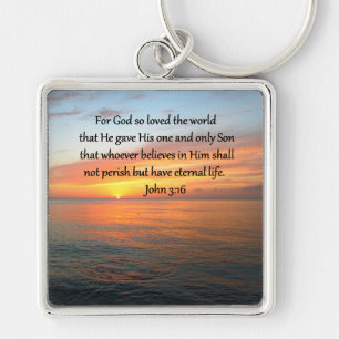 JOHANNES 3:16 ZONSOPGANG OVER DE OCEAAN FOTO SLEUTELHANGER