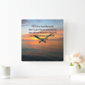 JOHANNES 3:16 ZONSOPGANG OVER DE OCEAAN FOTO VIERKANTE KLOK (Huis)